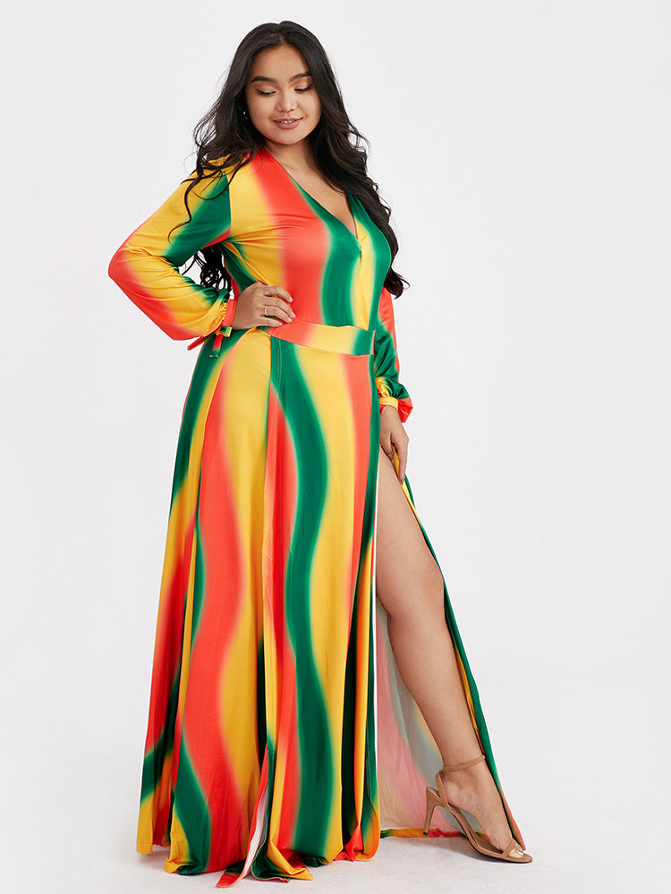 Contrast High Split Maxi Dress