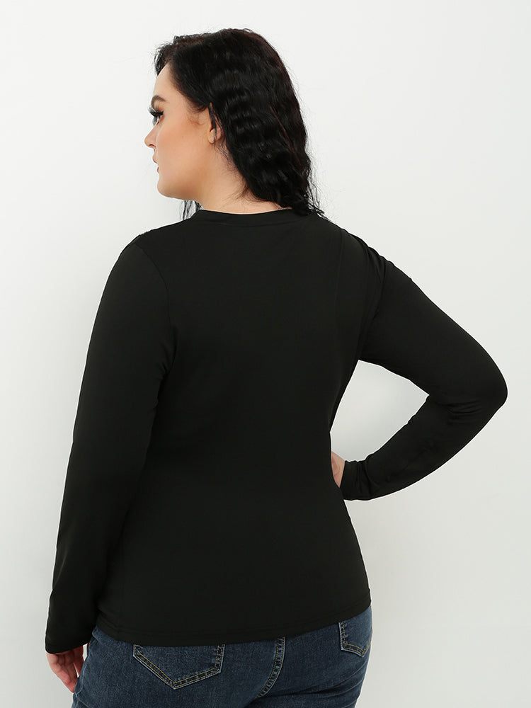 Diagonal Zipper Crew Neck T-shirt