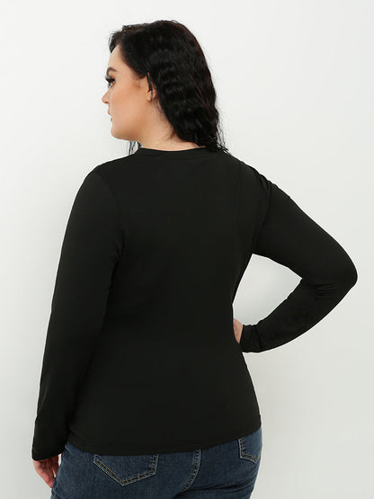 Diagonal Zipper Crew Neck T-shirt