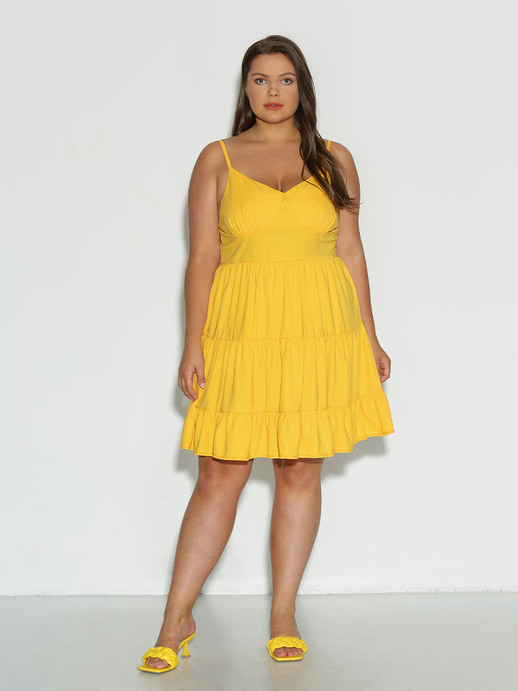 Ruffle Hem Backless Cami Dress