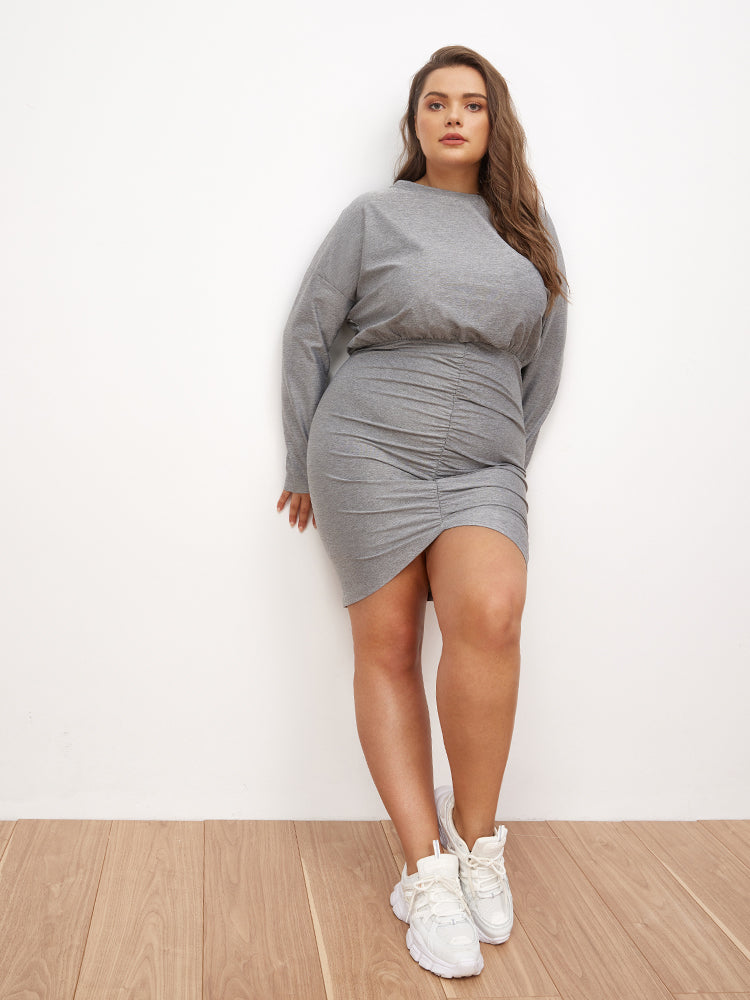 Irregular Hem Pleated Dress