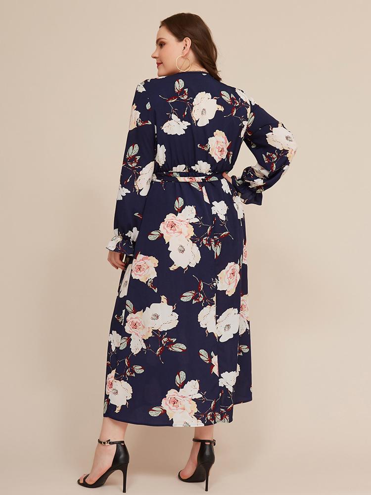 Floral Printed Wrap Split Maxi Dress