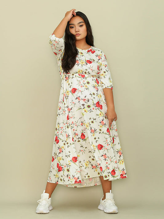 Half Sleeve Floral Dress