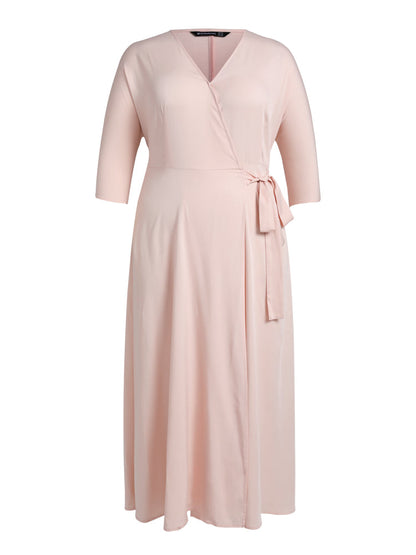 Plain Side Knot Wrap Maxi Dress