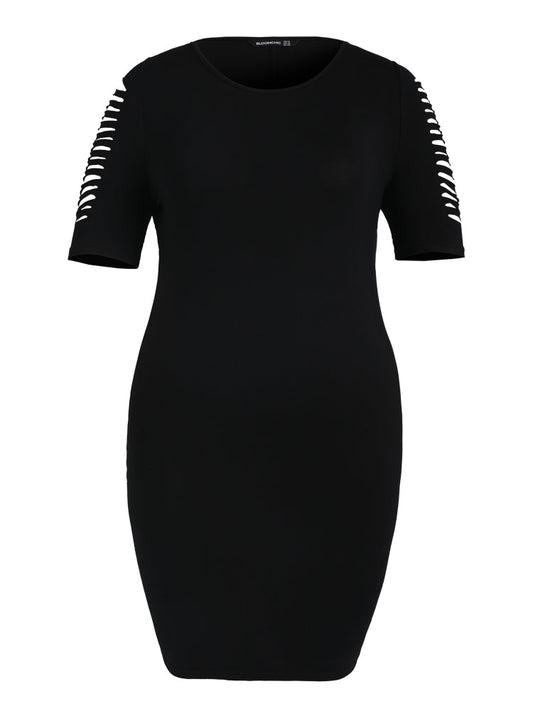 Black Cut Out Sleeve Cotton Bodycon Dress