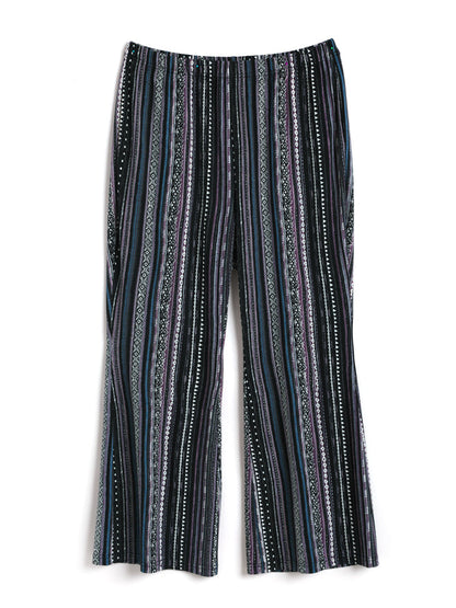 Geometric Print Pocket Flare Leg Pants