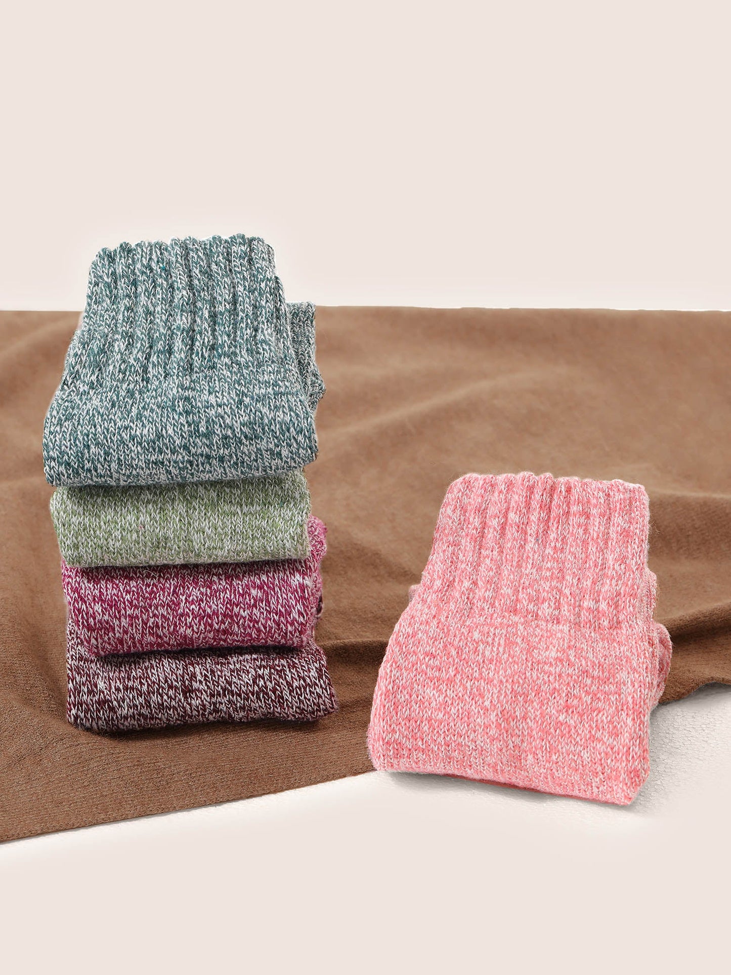 5 Pairs Christmas Heather Mid Calf Socks Set