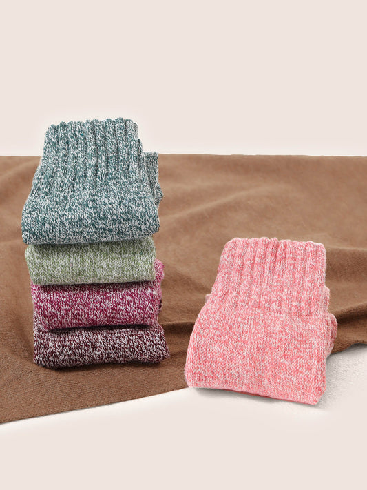 5 Pairs Christmas Heather Mid Calf Socks Set