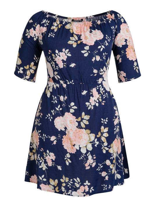 Floral Print Off Shoulder Short Dress