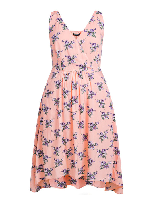 Floral Print High Low Hem Cami Maxi Dress