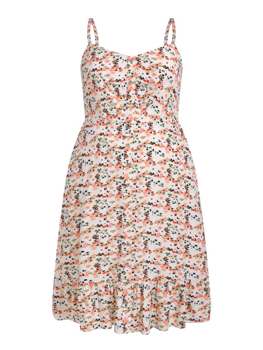 Floral Print Ruffle Pockets Cami Midi Dress