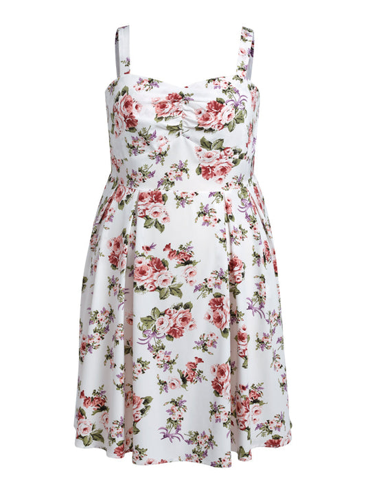 Floral Print Side Pocket Cami Short Dress