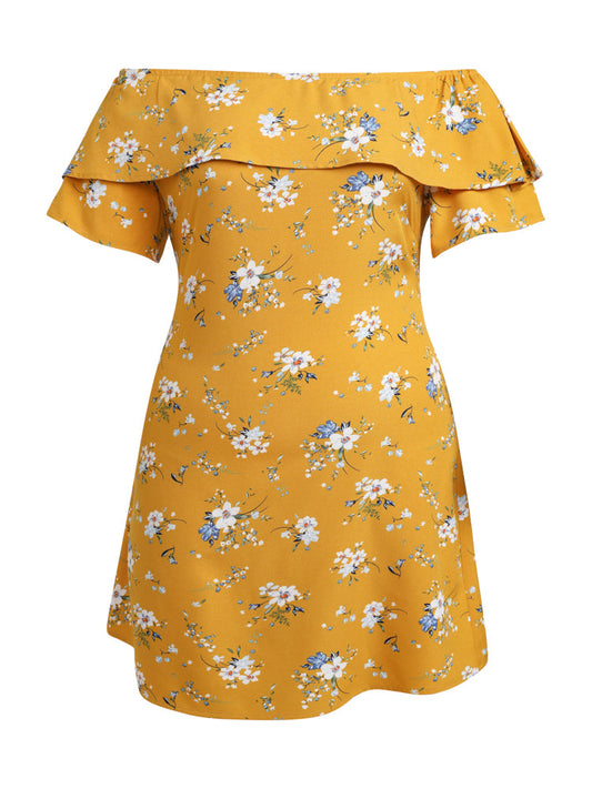 Ruffle Off Shoulder Floral Short Dress