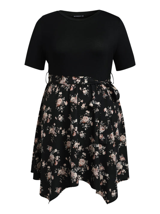 Hanky Hem Side Knot Floral Dress