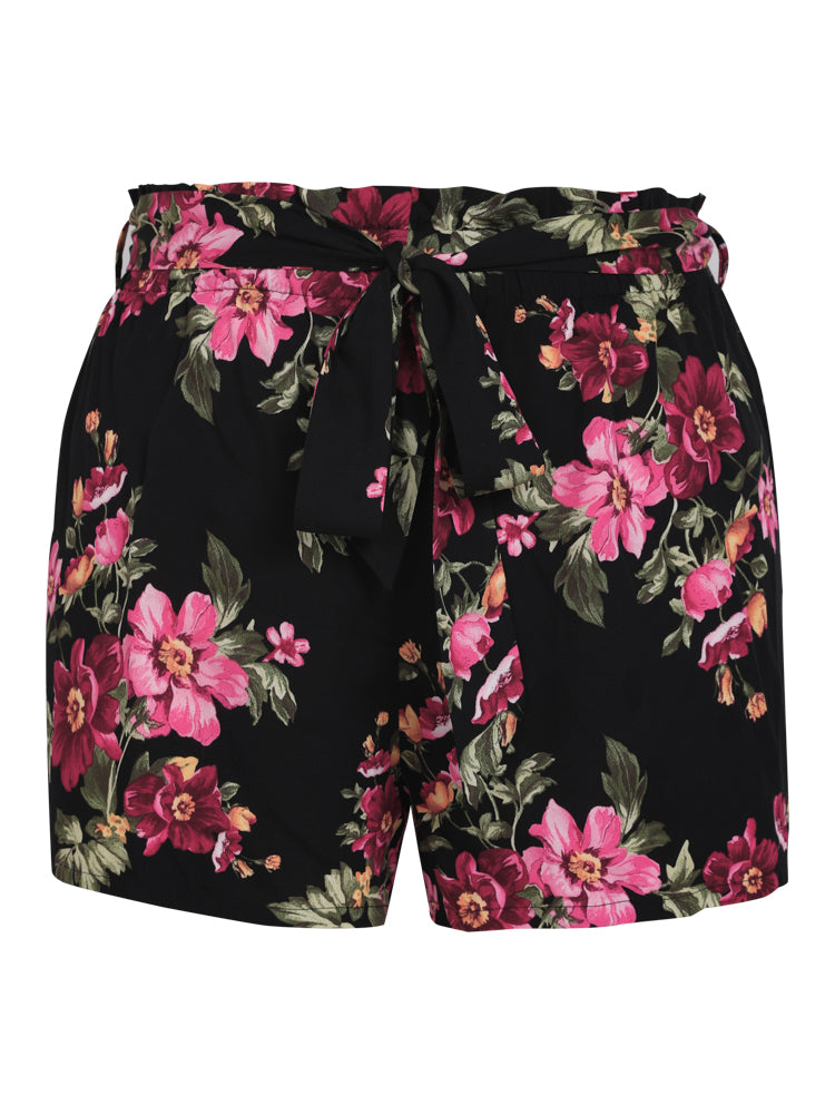 Floral Paperbag Waist Belted Shorts