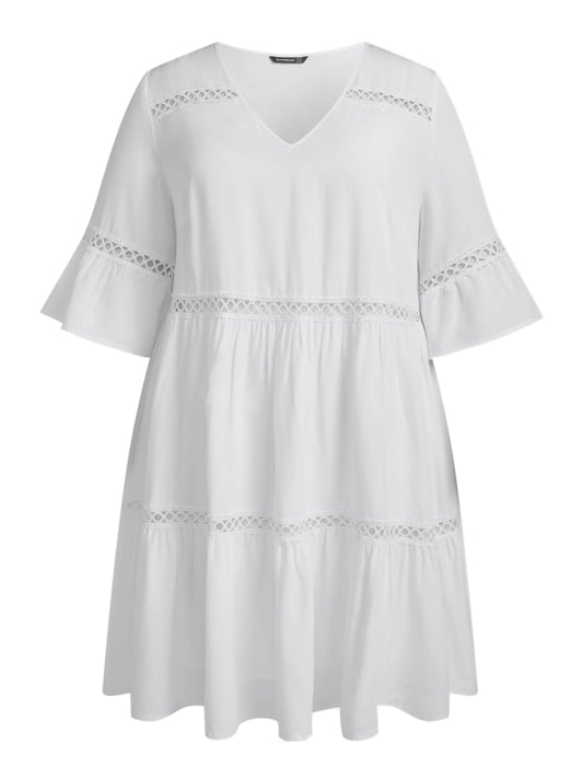 V Neck Hollow Out Ruffle Dress & Cami Dress