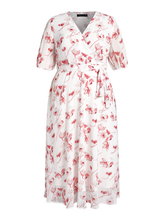 Floral Belted Wrap Maxi Dress