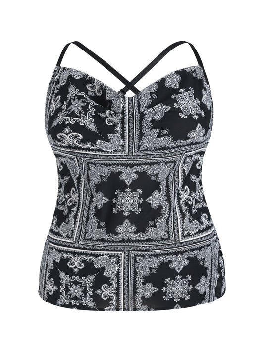 Paisley Bandana Print Cowl Neck Tank Top