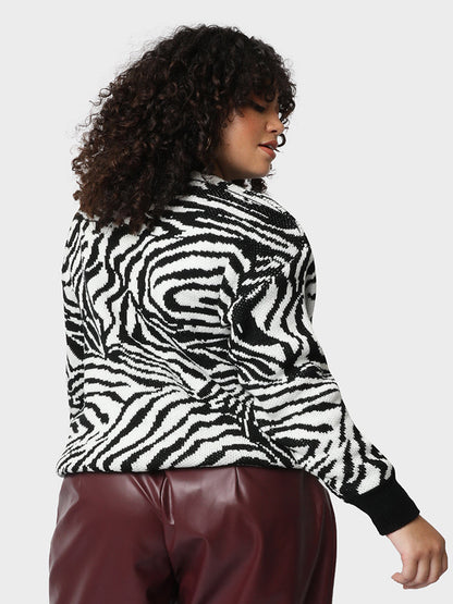 Patchwork Zebra Pattern Sweater