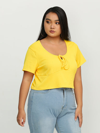 Notched Knotted T-Shirt