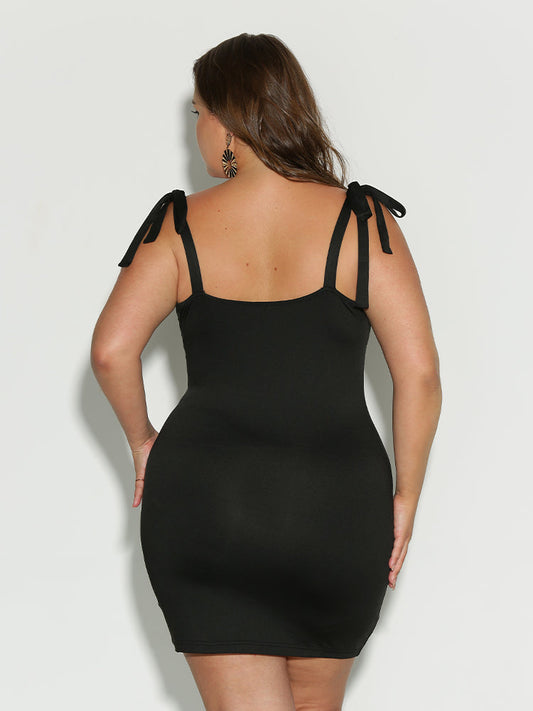 Knot Shoulder Backless Dress