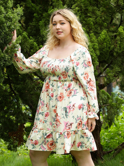 Square Neck Floral Dress