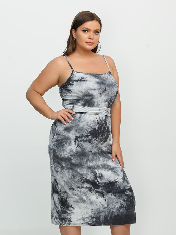 Tie Dye Belted Cami Dress