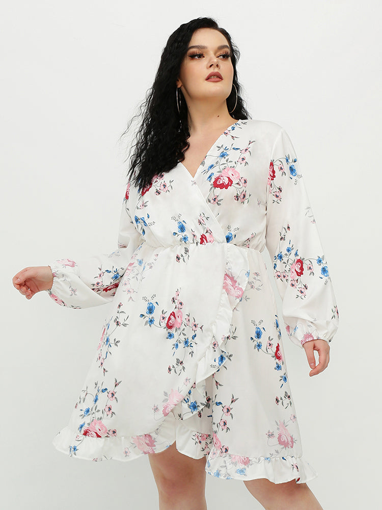 Ruffled V-neck Wrap Dress