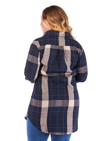 Classic Plaid Pocket Mid-length Shirt