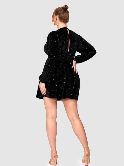 Polka Dot Deep V Neck Dress