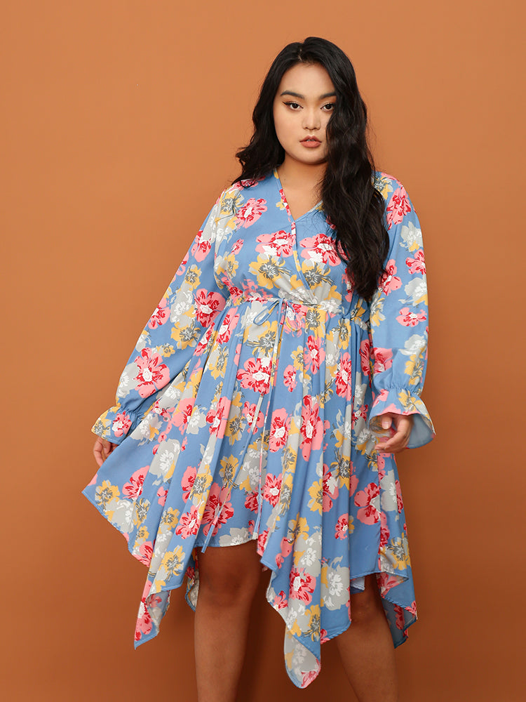 Irregular Hem Floral Dress