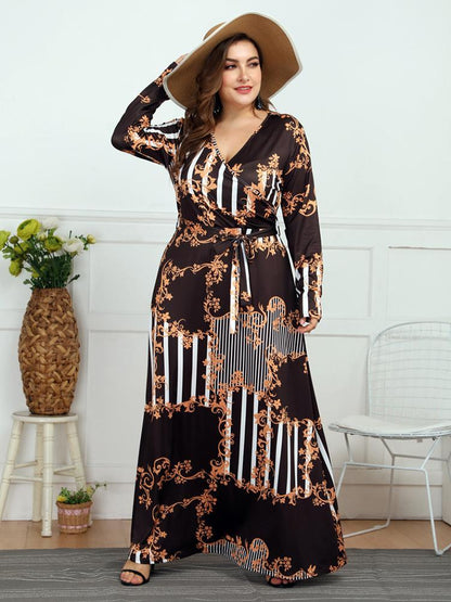 Printed Wrap Holiday Maxi Dress