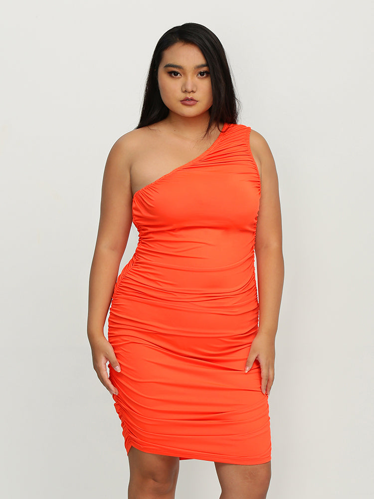 One Shoulder Ruched Dress