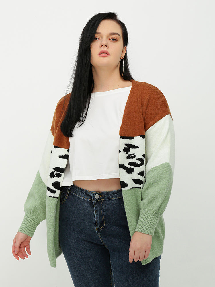 Leopard Color Block Cardigan