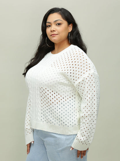 Cutout Open Round Neck Sweater