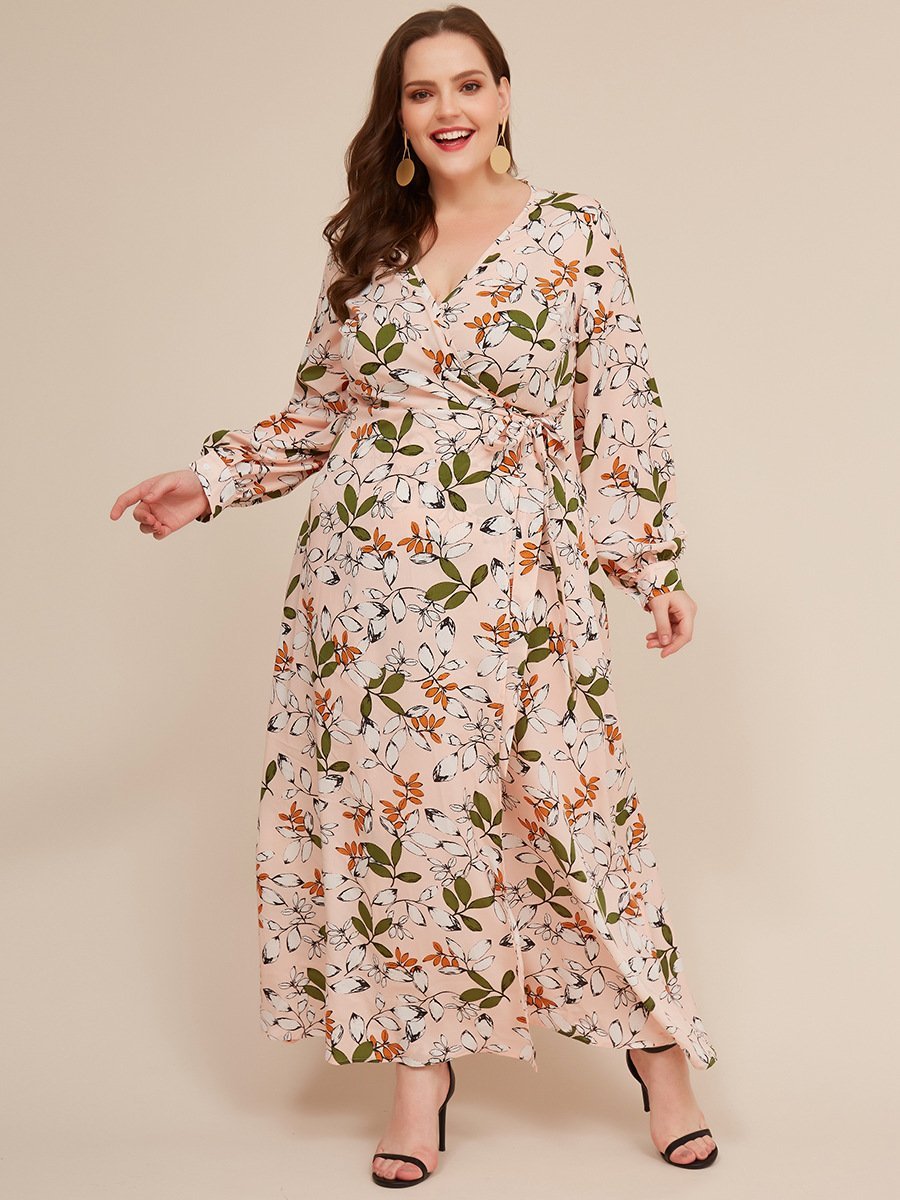Floral Printed Wrap Holiday Dress