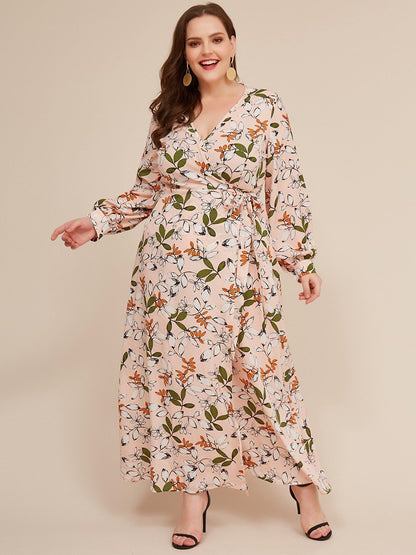 Floral Printed Wrap Holiday Dress