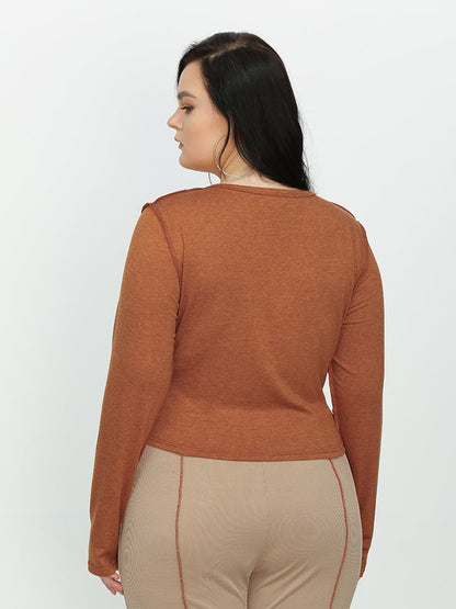 V-neck Button T-shirt