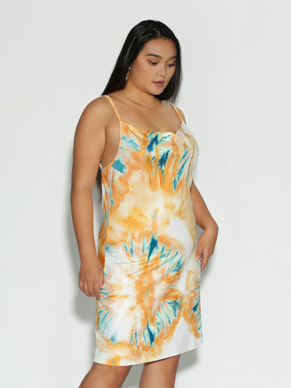 Tie Dye Cowl Neck Dress