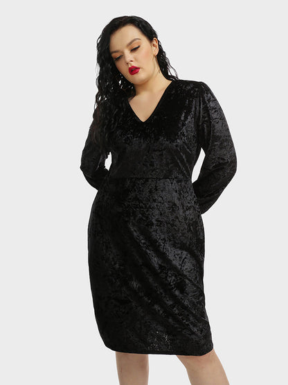 Solid Color V-neck Bodycon Dress