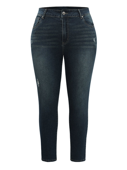 Plain Ripped Pocket High Rise Jeans