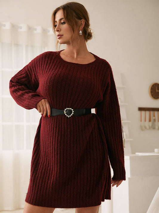 Solid Color Casual Sweater Dress