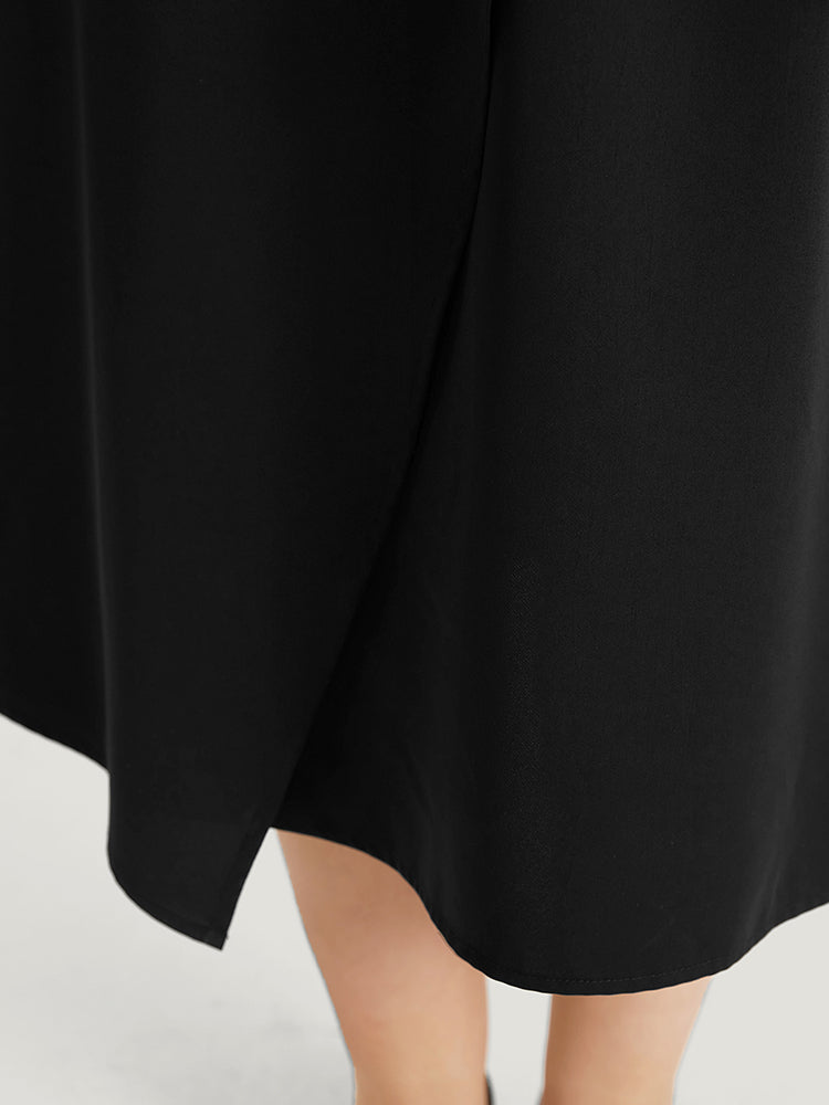 Solid Pocket Elastic Waist Gathered Skirt