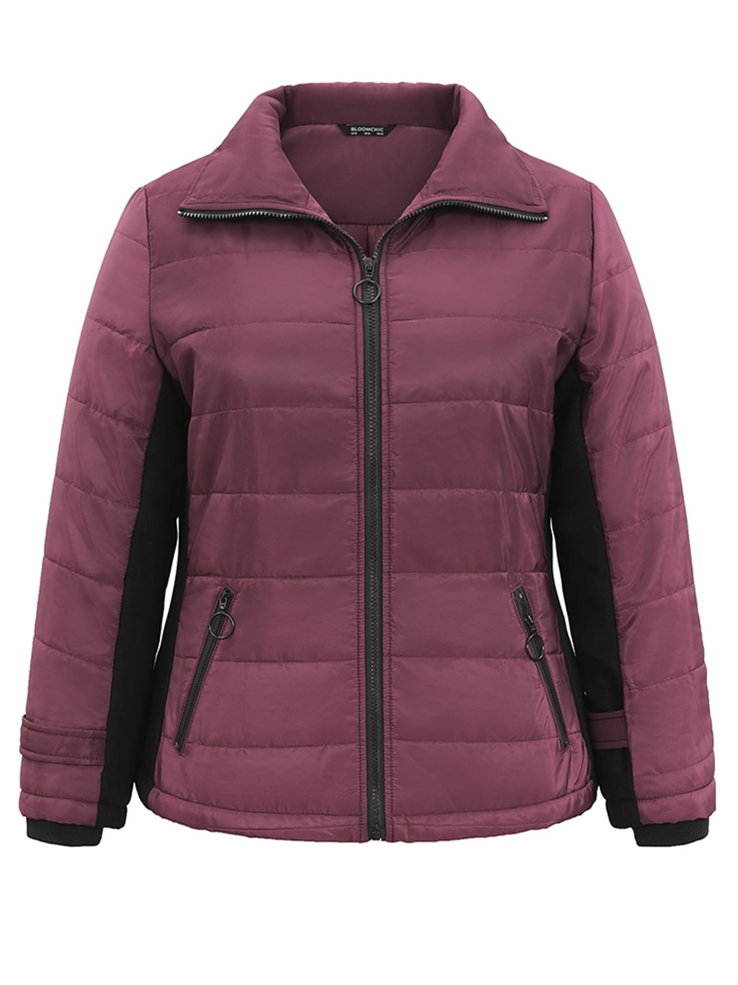 Solid Zipper Patchwork Padded Jacket