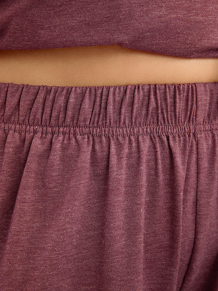 Plain Pocket Elastic Waist Sleep Shorts