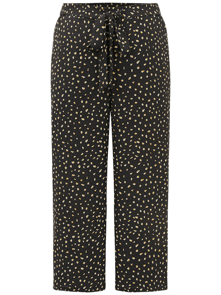Leopard Print Ties Straight Leg Pants