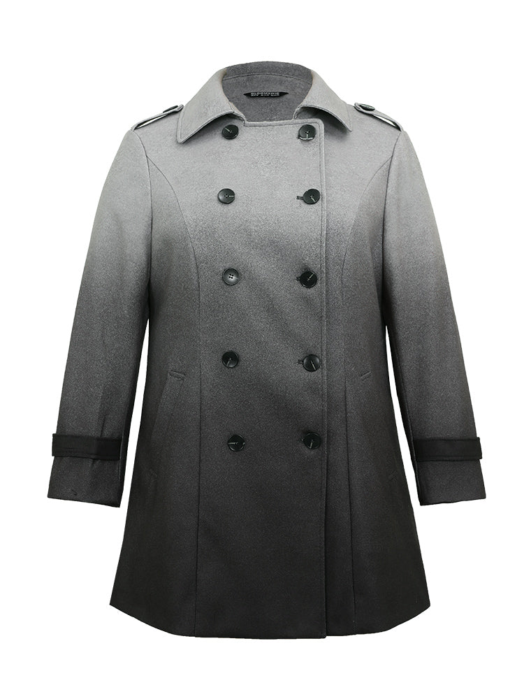 Ombre Double Breasted Lapel Collar Coat