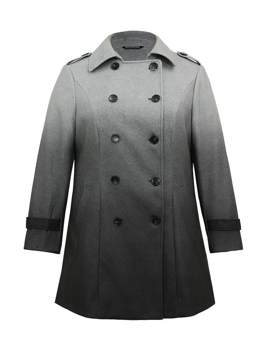 Ombre Double Breasted Lapel Collar Coat