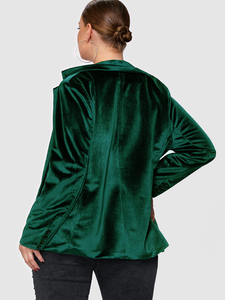 Button Velvet Pocket Blazer