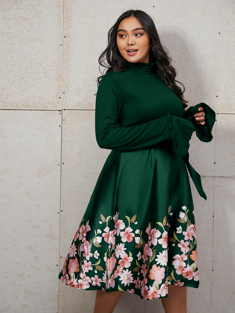 Floral Ribbon Knotted Dress